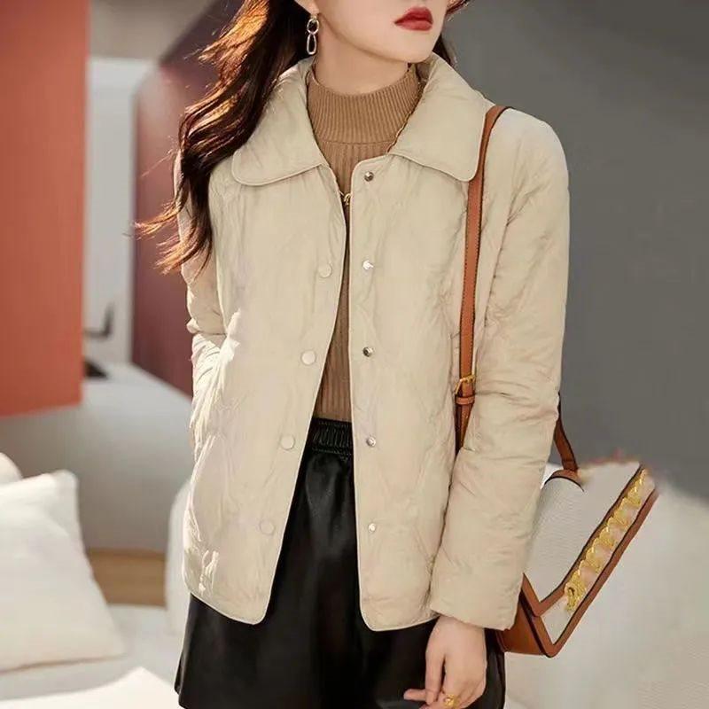 Baumwollgepolsterte Jacke für Damen 40-50: Stilvoller Petite Kurzmantel, lässiges leichtes Oberteil für Herbst/Frühling/Sommer.