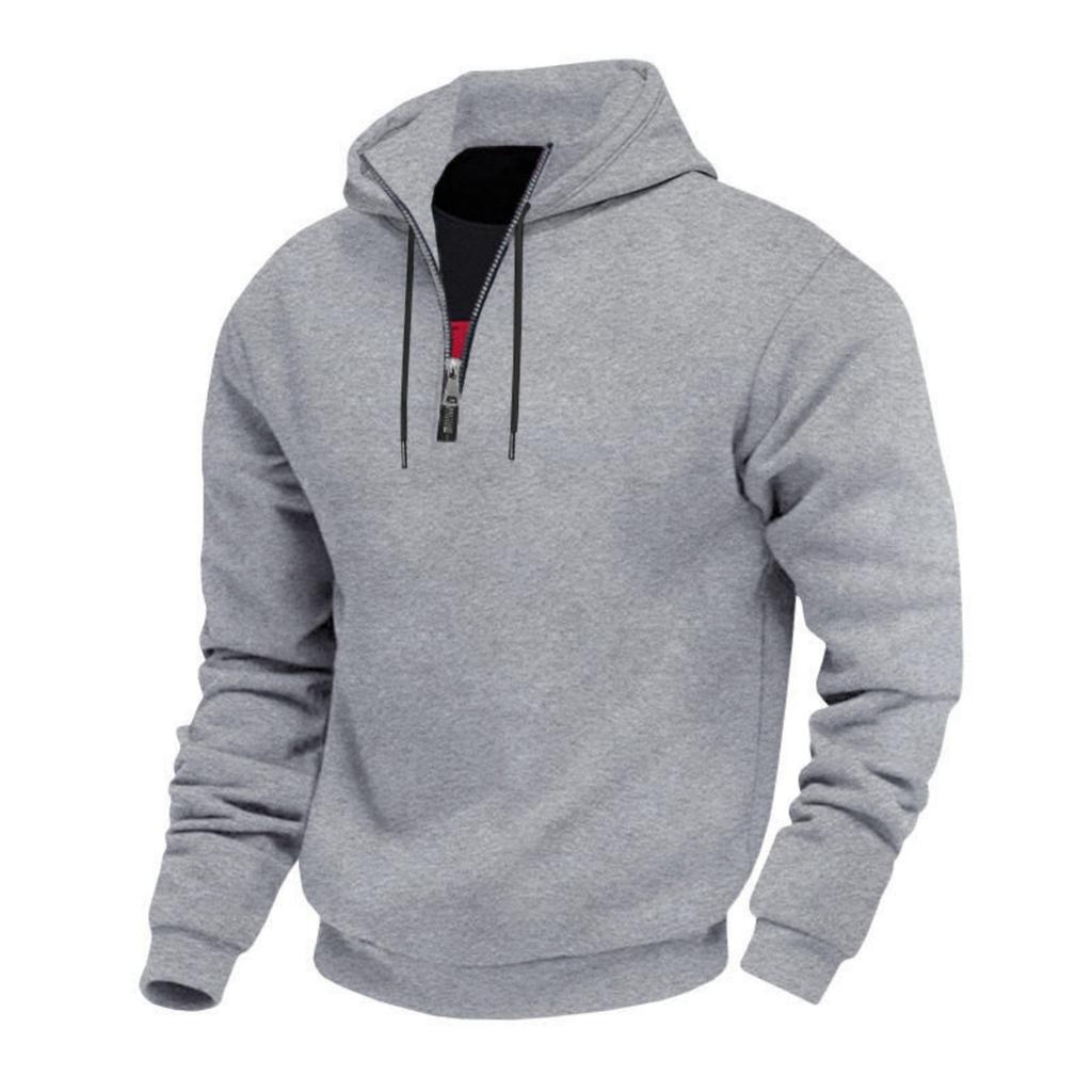 Men's 1/4 Zip Cargo Hoodie | Drawstring Multi-Pocket, Solid Color For Outdoor & Casual Wear
