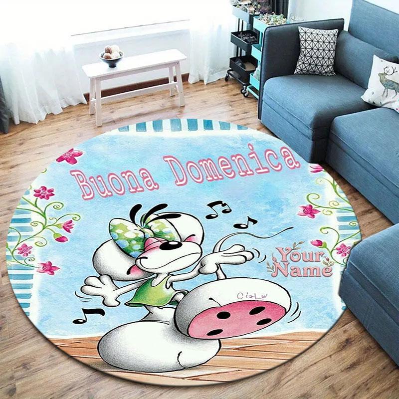 Diddl Custom Name Round Area Rug,Carpet Rug for Living Room Bedroom Sofa Playroom Decor,Non-slip Floor Mat