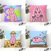 Cartoon Pink Funny Rabbit Friends 2 Pillow Case Linen Pillow Case Sofa Home Decor Cushion Cover Cushion Cove