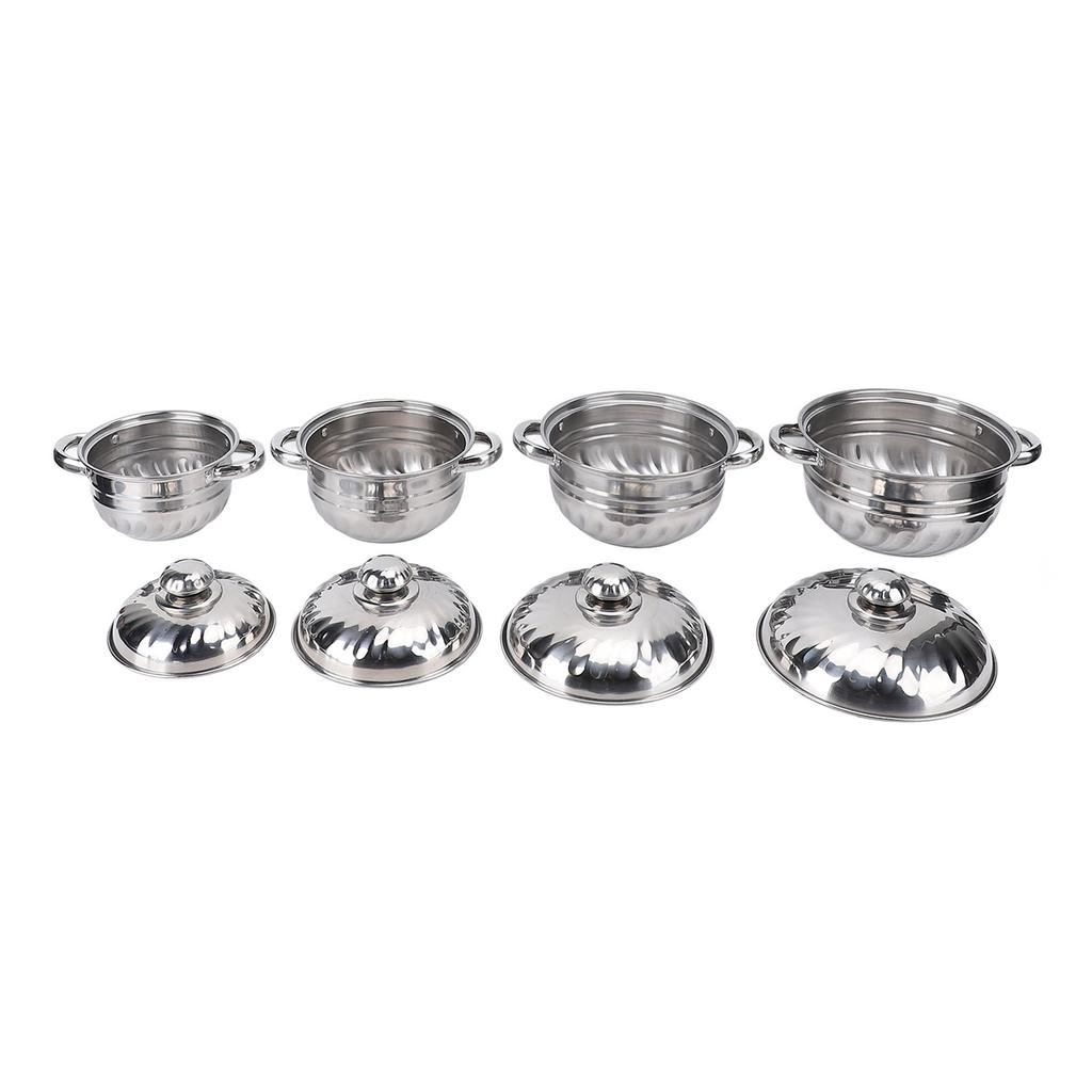 4pcs Stainless Steel Pots Set Stockpot with Lids Dual Handles Sauce Soup Pot for Kitchen Cooking