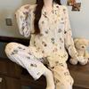 Elegant And Simple Natural Style Pajamas Women'S Autumn Flowers Long-Sleeved Fashion Loungewear Cloud Cotton Suit