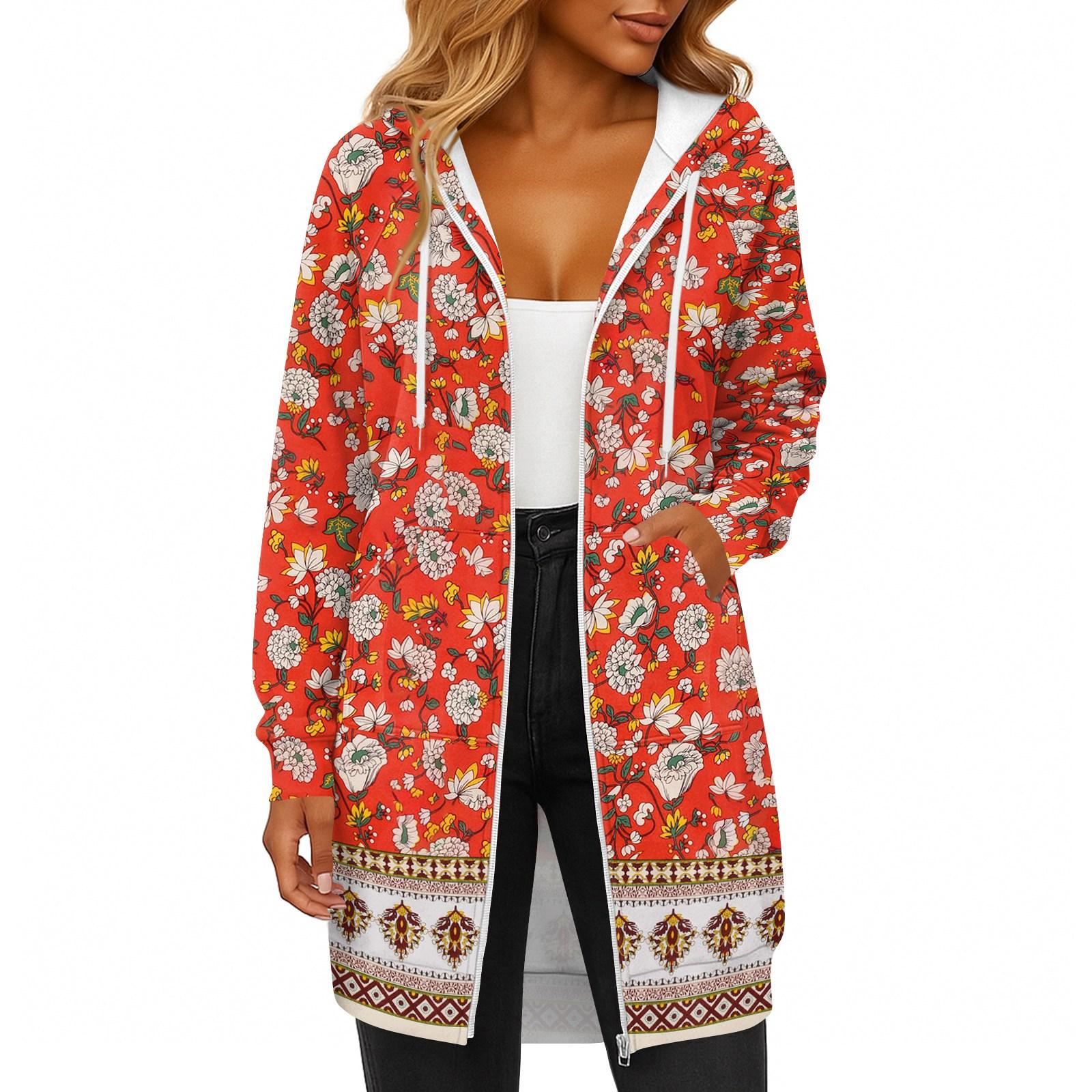 

Женская модная толстовка с длинными рукавами, принтом, капюшоном на кулиске, карманом на молнии, длинная, повседневная XXL оранжевый