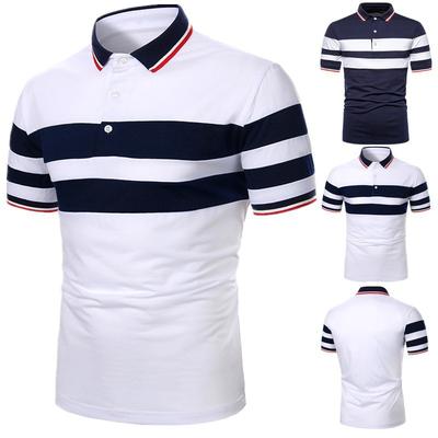 Herren Kurzarm-Poloshirt Schlichtes Splicing 3D-Druck Lässiges Kurzarm-Poloshirt