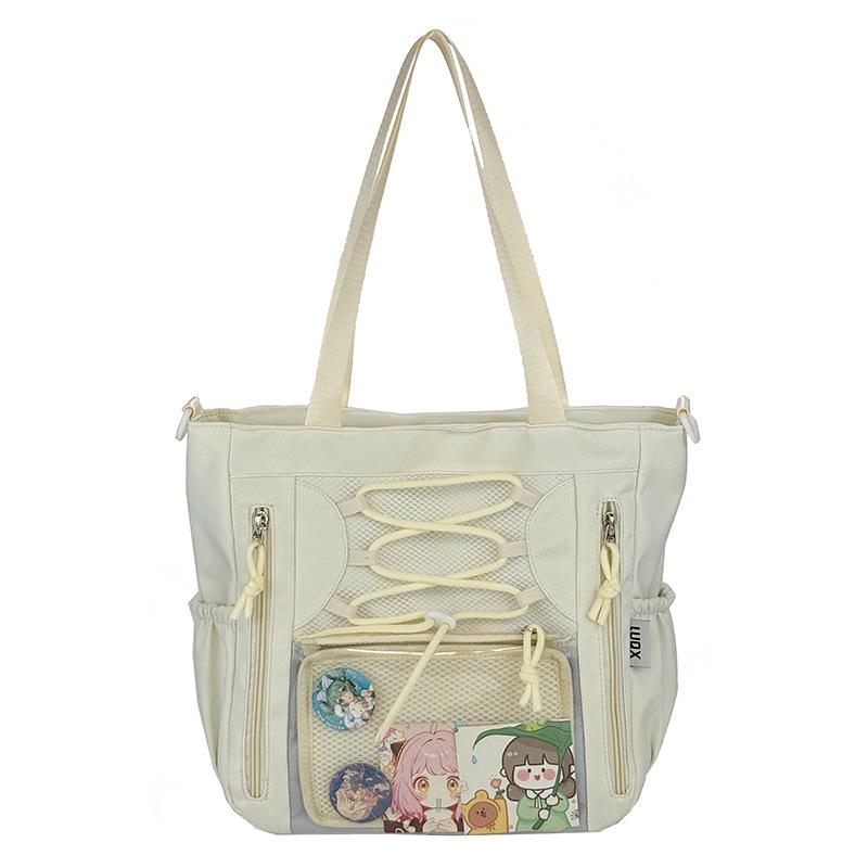 

Сумка-тоут Большая вместимость бар студент колледжа повседневная сумка-боль Ежедневная сумка-мессенджер Прозрачная сумка из миллета для девушек one size fits all