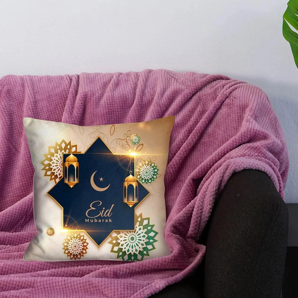Ramadhan Decoration Eid Decorative Pillowcases Sofa Cushion Covers Bed Pillowcases Polyester Pillowcases Muslim Home Decor