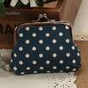 Women\'s Mini Polka Dot Cotton Coin Purse Twist Clip Framed Change Bag Wallet