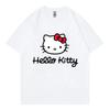 Hello Kitty Cartoon Anime Women T-shirt Summer Short Sleeve 100% Cotton Men Tee Shirts Tops 2025 New Fashion Couple Clothing