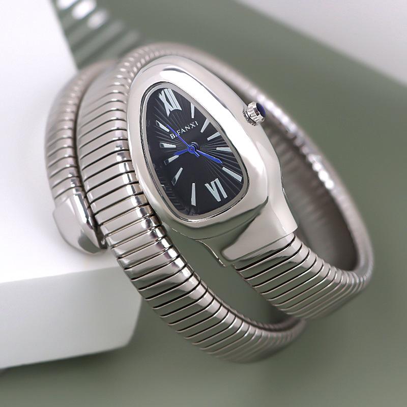 

Fashion AAA Classic Simple Hot Sell Snake Quartz Watch Women Luxury Gold Steel Watch Smooth Dress Waterproof Female Watch Clock