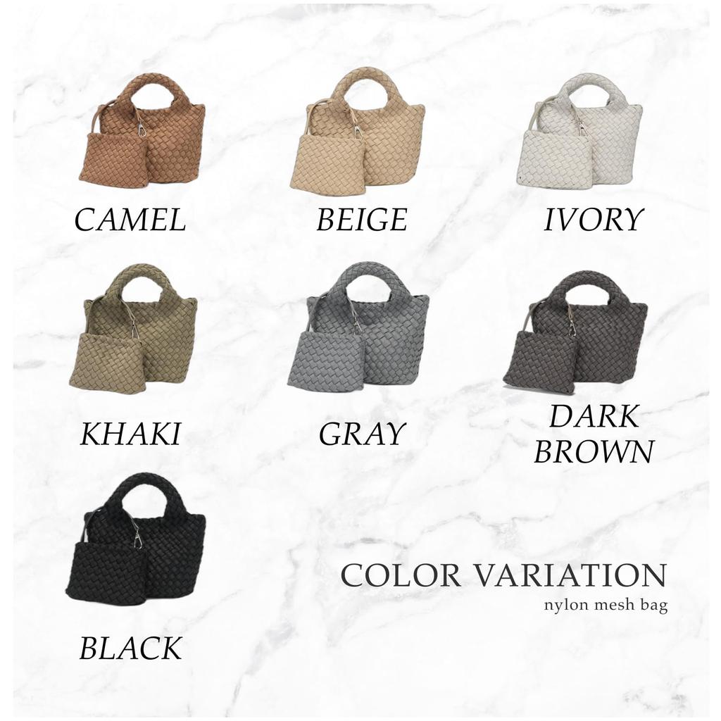 QUAY 2-Way Mesh Bag, Women's Nylon Handbag, Shoulder Bag, Mini Bag, 99512-BROWN