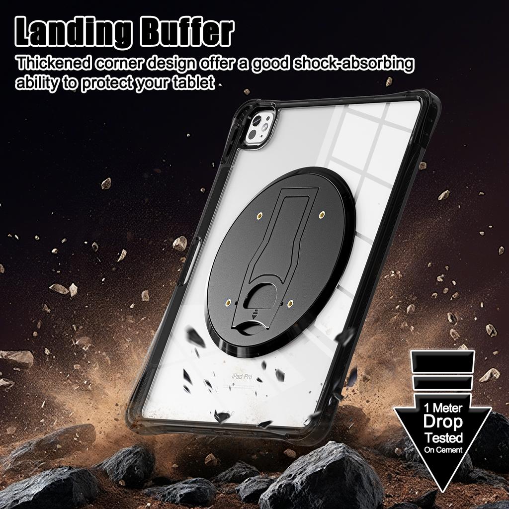 For iPad Pro 13 (2024) Clear Case PC+TPU+Acrylic Kickstand Tablet Back Cover