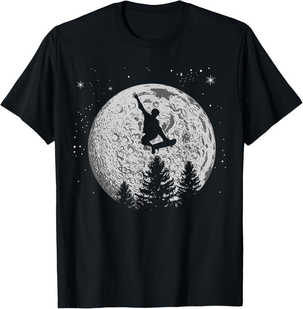 Skater Skateboarder Skateboard Moon Skateboarding Gift Tshirt Unisex Summer Streetwear Tops Print On Deunisexd Camisas Streetwear