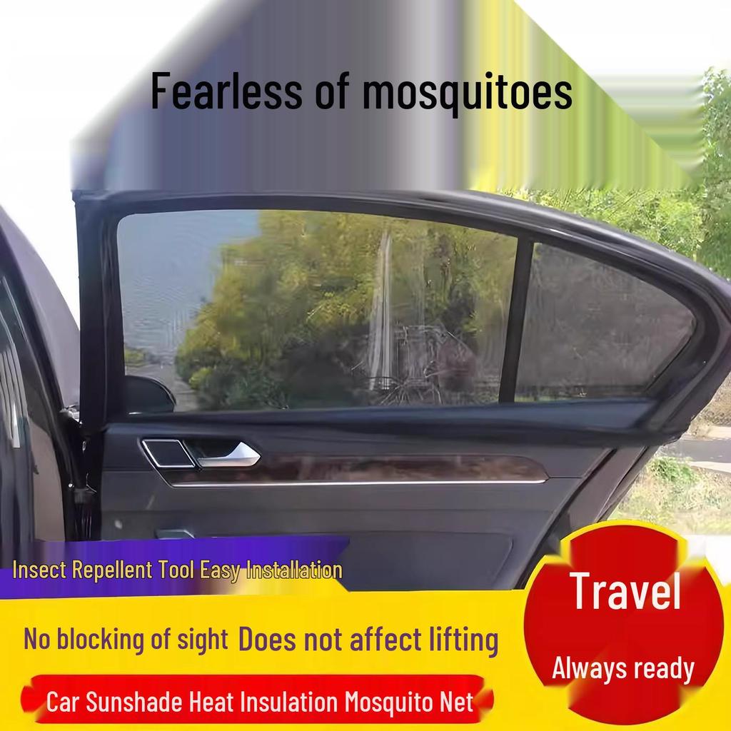 Universal Car Window Mosquito Net: Breathable, Mosquito-Proof, Privacy Blackout & Heat Insulation Curtain