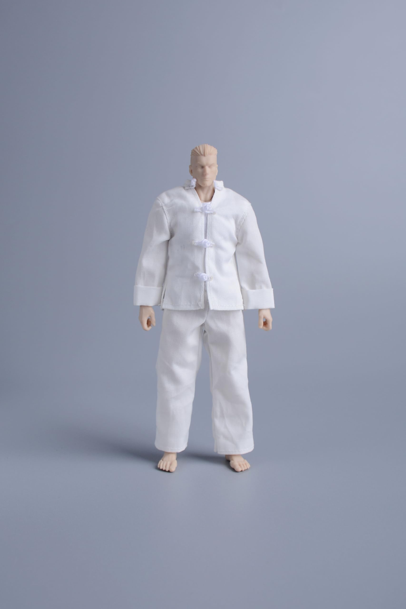 

112 Scale MaleFemale Unisex Articulated Action Figure Costume: Tang Dynasty Suit, 6-inch Tunic Suit, Kung Fu Suit, Chinese Suit, White (Body, head,