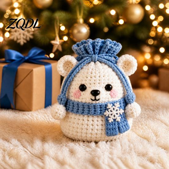 Santa Claus Crochet Pattern Christmas Pouch Kit, DIY Snowman Pouch, Cute Penguin Elk Bear Beginner Friendly Yarn Kit Designs, Storage Bag Craft