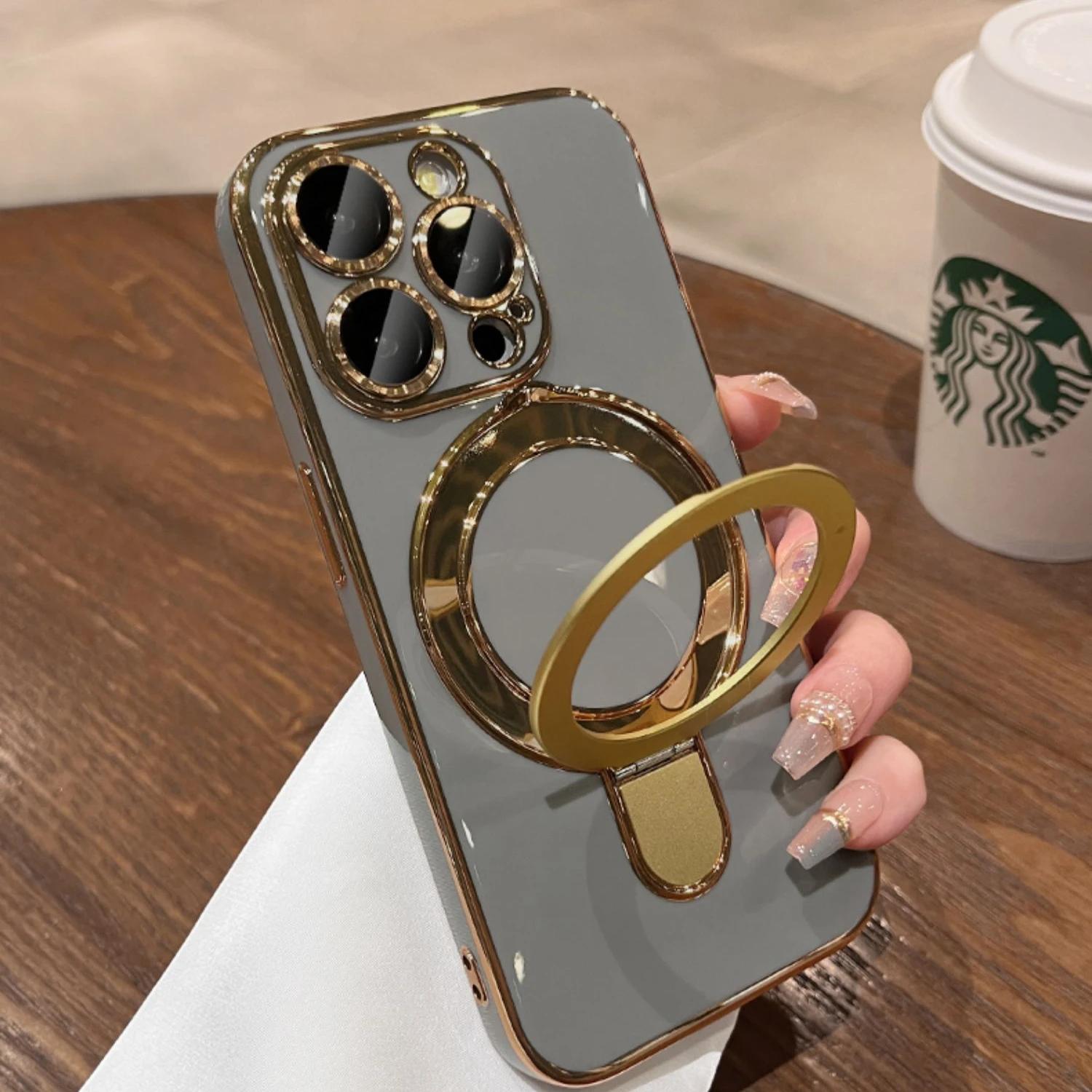 

Чехол-держатель Magsafe с кронштейном для iPhone 15 14 13 12 Pro Max 15 Plus, тонкий магнитный чехол с покрытием для iPhone 15 Pro 14pro Max, чехол for iPhone 12