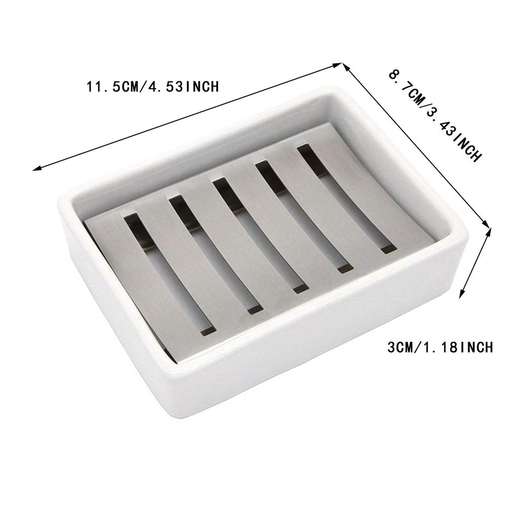 Stainless Steel Soap Dishes Ceramic Soap Storage Box Holder Household Shower Drain Soap Tray Organizer Bathroom Accessories