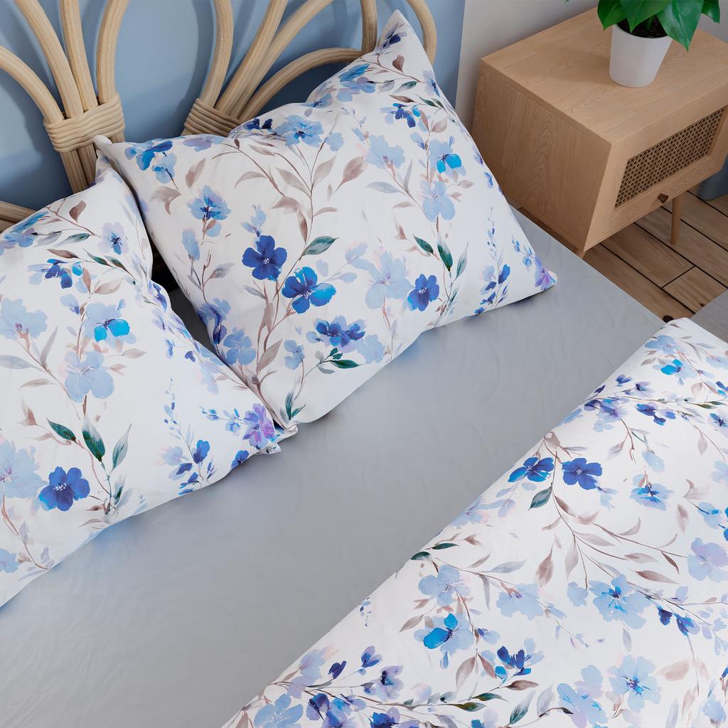 Florisse Cotton Satin Bedding Set White With Flowers 220X200 Cm
