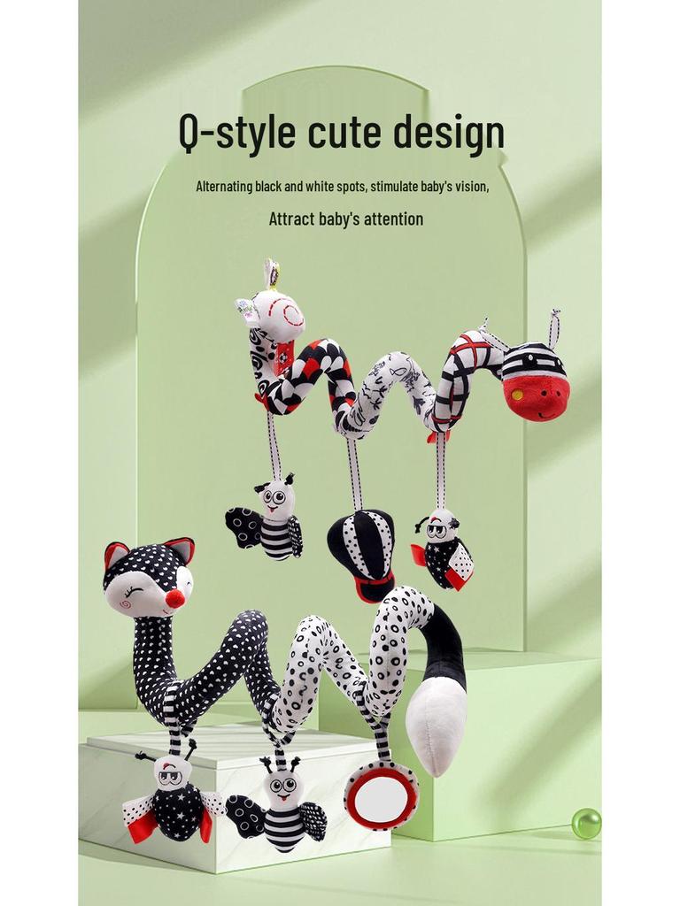 Newborn Black and White Visual Training Crib Hanging Plush Toy for Soothing Babies