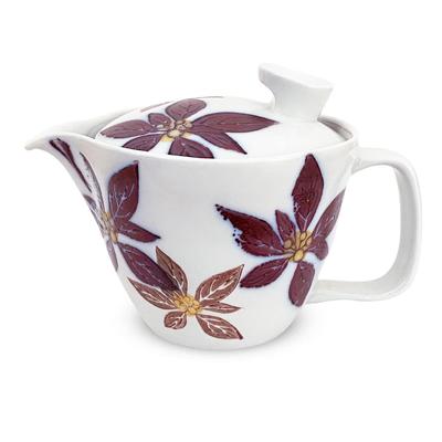 Kunzan Kiln Teapot with 240ml for Hasami Made In Poinsettia Design J-kitchens Strainer, Capacity, 1-2 People, Ware, Japan,