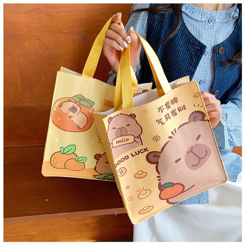 Large Capacity Handbag Simple Animation Cartoon Printing Handbag Shopping Bag Cute Cartoon Commuter Women's Bag