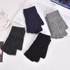 Fashion Solid Color Winter Gloves Exposed Finger Thick Half Finger Gloves Hand Protector Warm Mittens Outdoor
