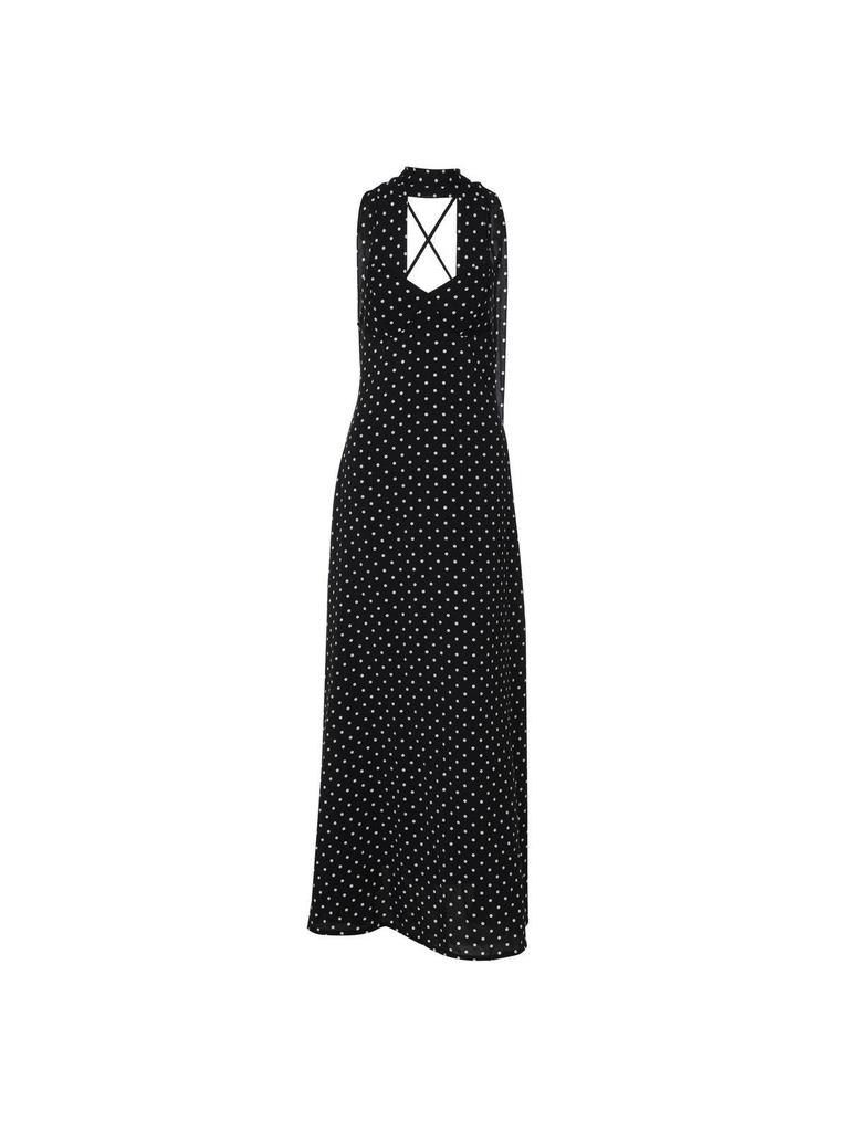 2026 European Summer Women's Polka Dot V-Neck Spaghetti Strap Backless Dress