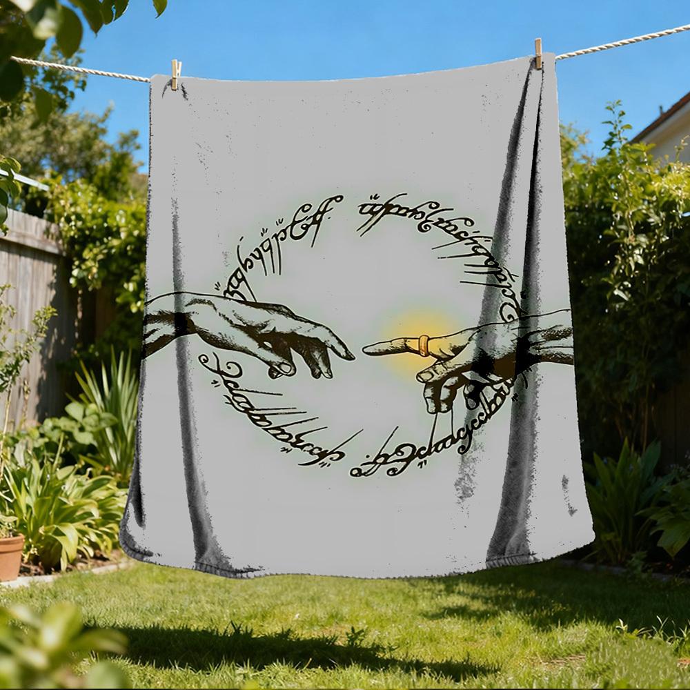 1pc Fellowship Ring Outdoor Flannel Throw Blanket Soft, Lightweight & Warm 80x120cm