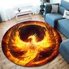 1pc Phoenix Fire Bird Round Rug Mythical Creature Floor Mat Living Room Statement Piece Bold Artistic Design Heat Resistant
