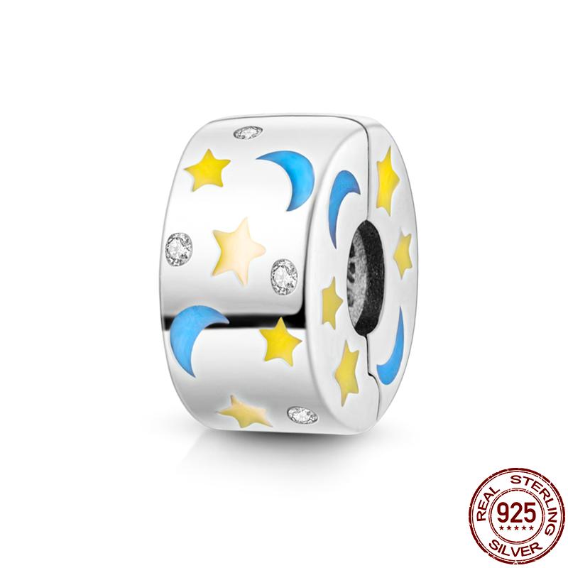 S925 Sterling Silver Clasp Silver Charms Silicone Spacer Beads Safety Chain Fit Original  Bracelet  Jewelry Women New In