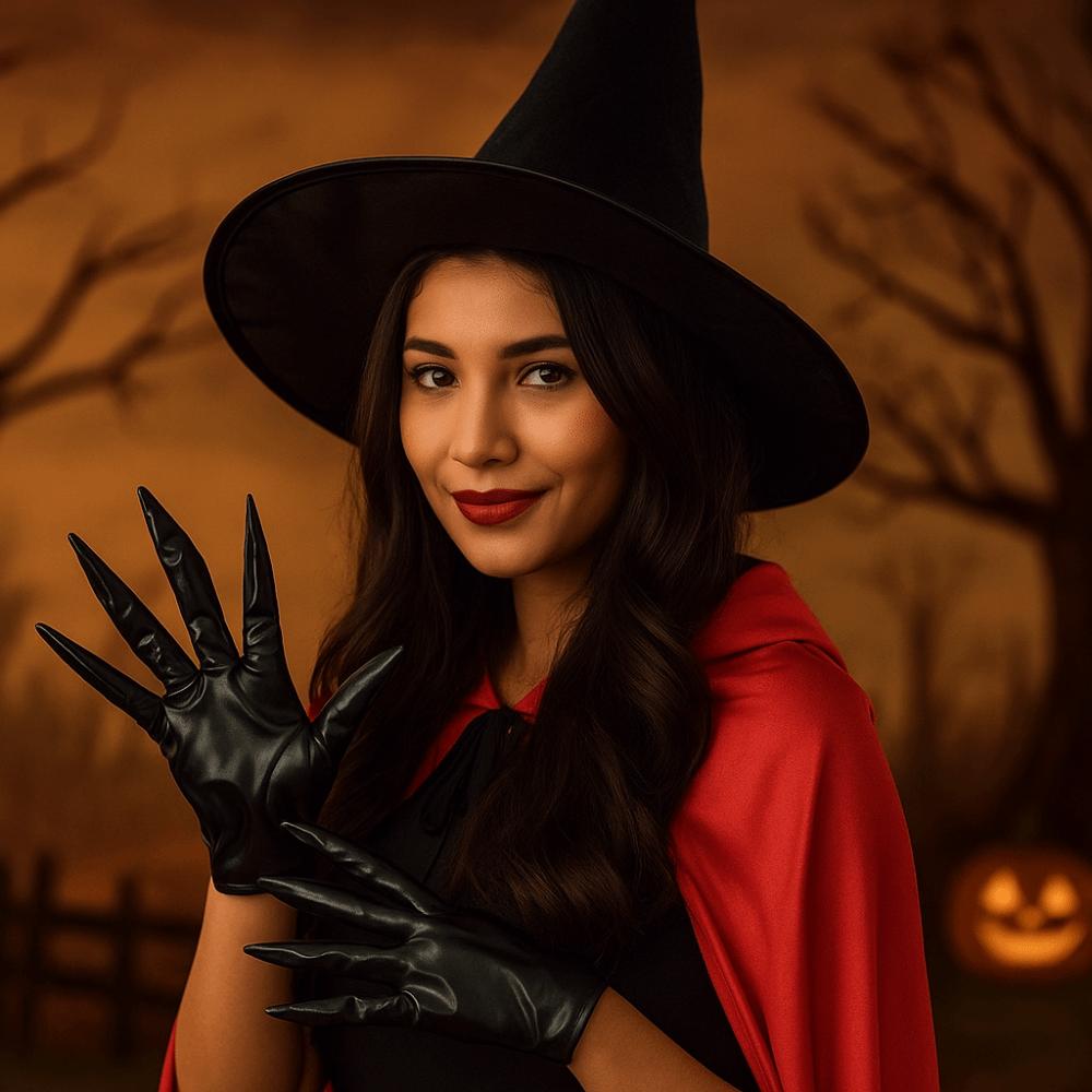 Short Halloween Gloves PU Leather Cosplay Costume Gloves Scary Ghost Claw Mittens  Handwear