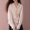 Striped Cotton Loose Lace Striped Shirt Spring New Casual All-match Top