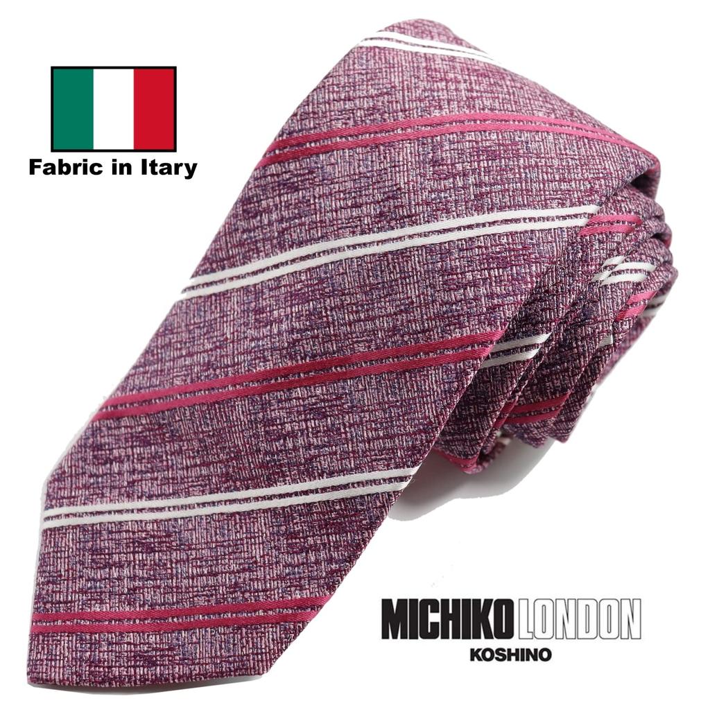 Michiko London KOSHINO Striped Silk Made In Italy with Japanese Perfect Gift for Men and Wine Tie, Fabric, 100% Silk, Women, Unisex, mki-017-B,