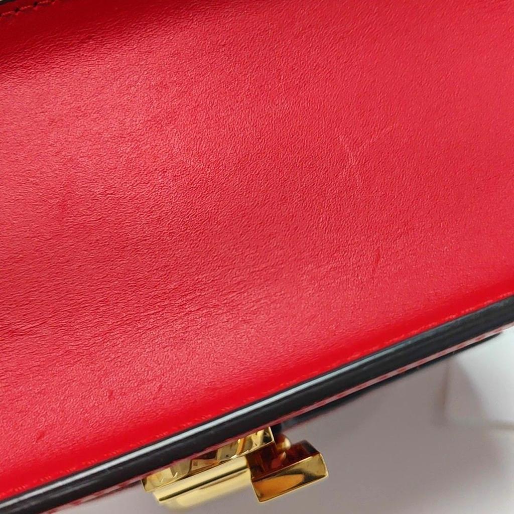 [Pre-Owned] Sylvie Gold Buckle Striped Webbing Leather Mini Shoulder Crossbody Bag - Very Good #1FGBFDS