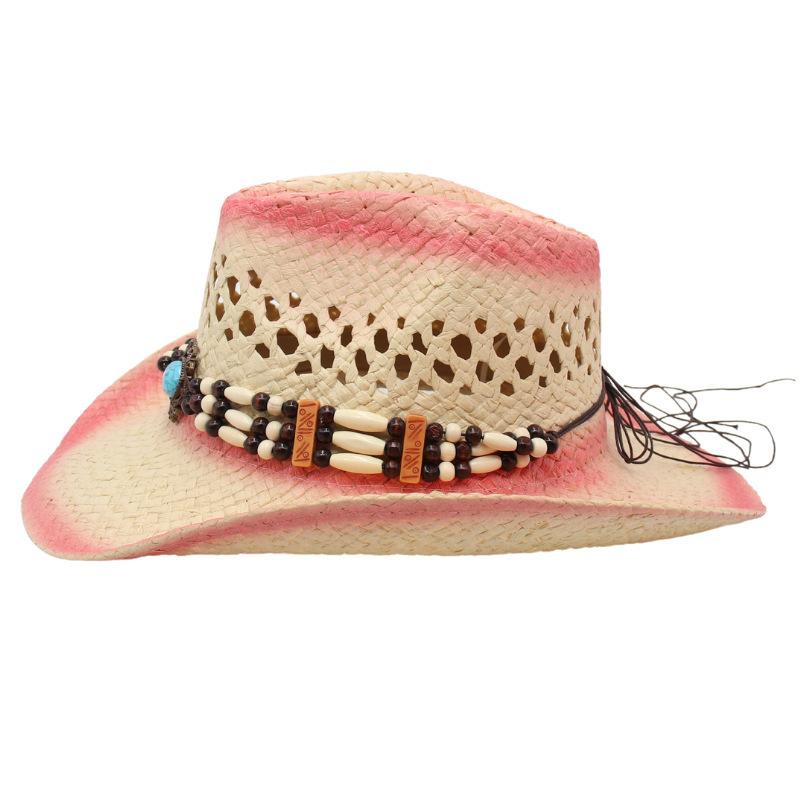 Wunsch Süßer Kühle Brise Strandhut Western Cowboyhut Hohl Sonnenhut Edelsteinrosa Strohhut Jazzhut Männer Und Frauen