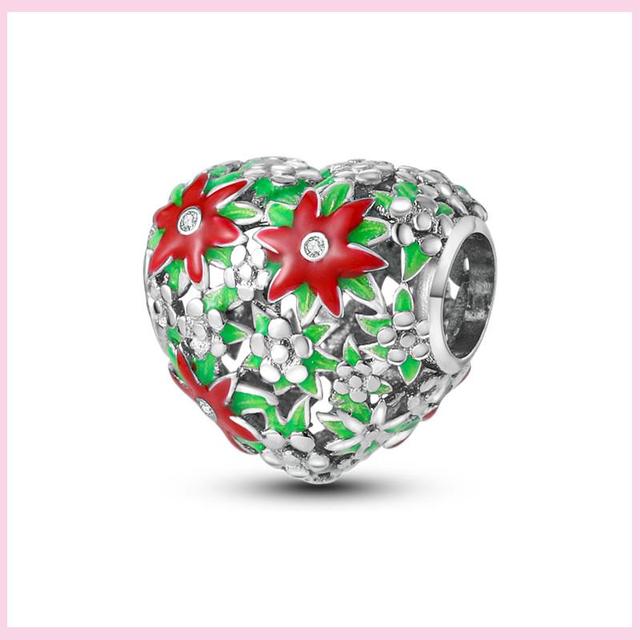 925 Silver Green Color Charms Temperament Cactus Avocado Charm Four Leaf Bead For Bracelet Jewelry Making