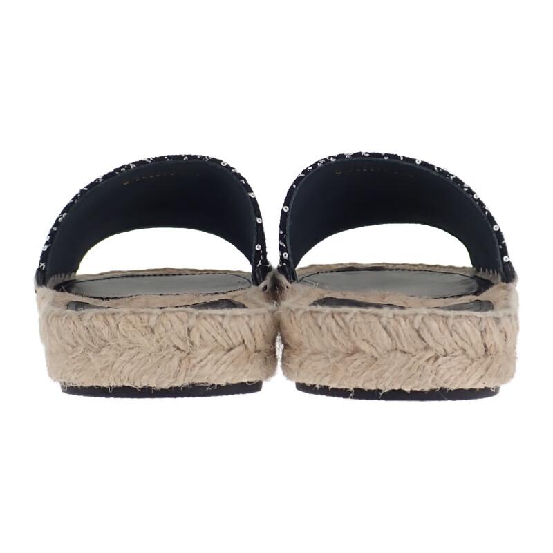 Chanel G45590_B15919_NV733 Sandals Black Lambskin/tweed Women