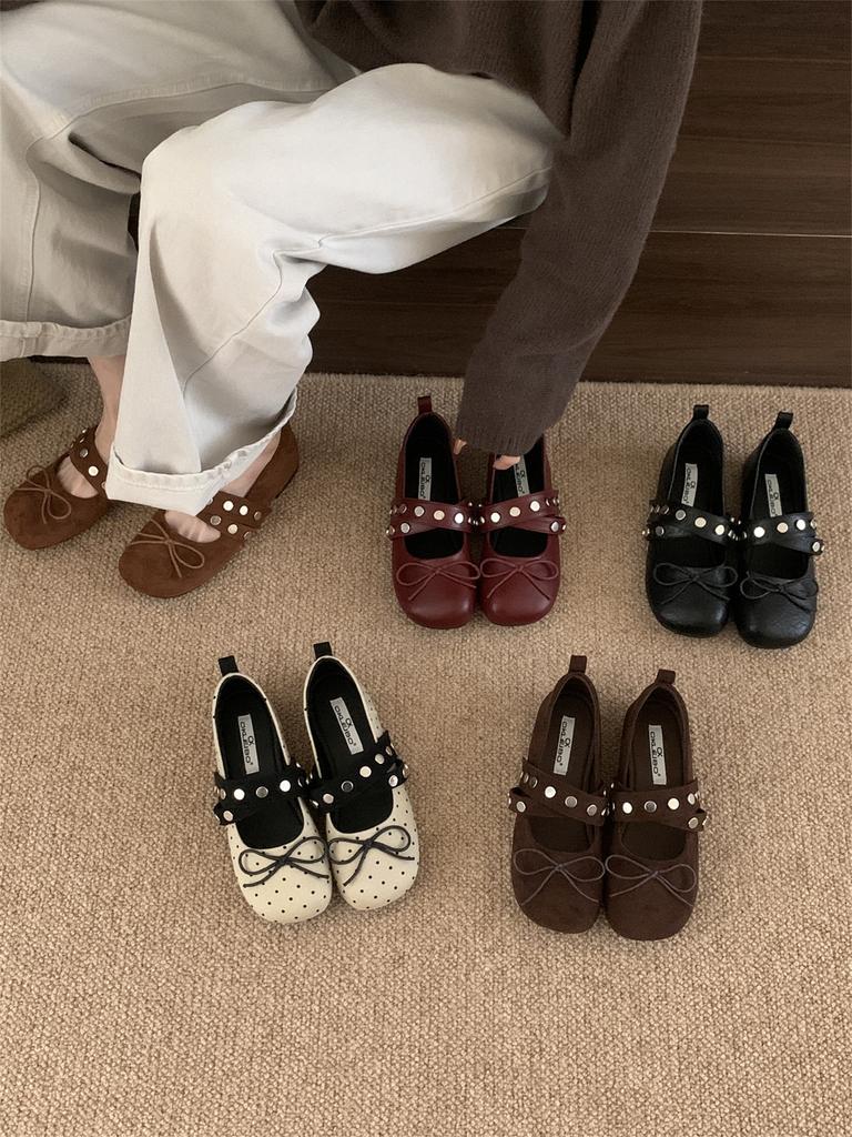 Sweet and cool style retro bow round head evening single shoes women's autumn 2025 new ballet fairy Mary Jane shoes