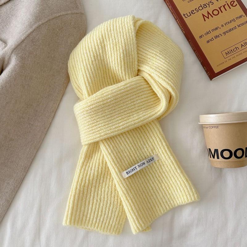 Korean Style Solid Color Knitted Scarf Women Warm Thick Neck Warmer Winter Accessory