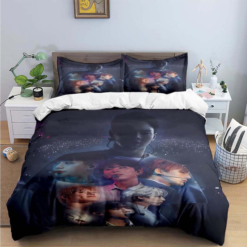 Comforter Fashion K-Pop Singer M-Monstas X Bedding Sets Exquisite Bed Supplies Set Bed Comforter Set Bedding Set Kids Gift