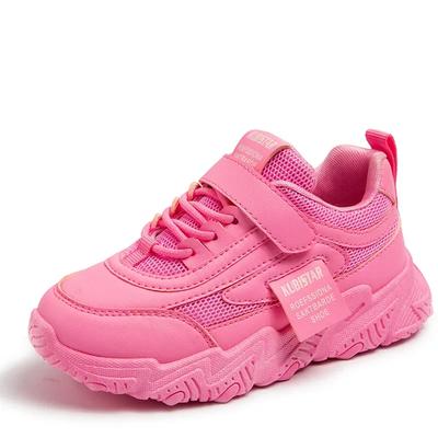 Spring Kids Sneakers Girls Casual Mesh Solid Pink Light Boys White Hook Loop Children Non Slip Sports Shoes