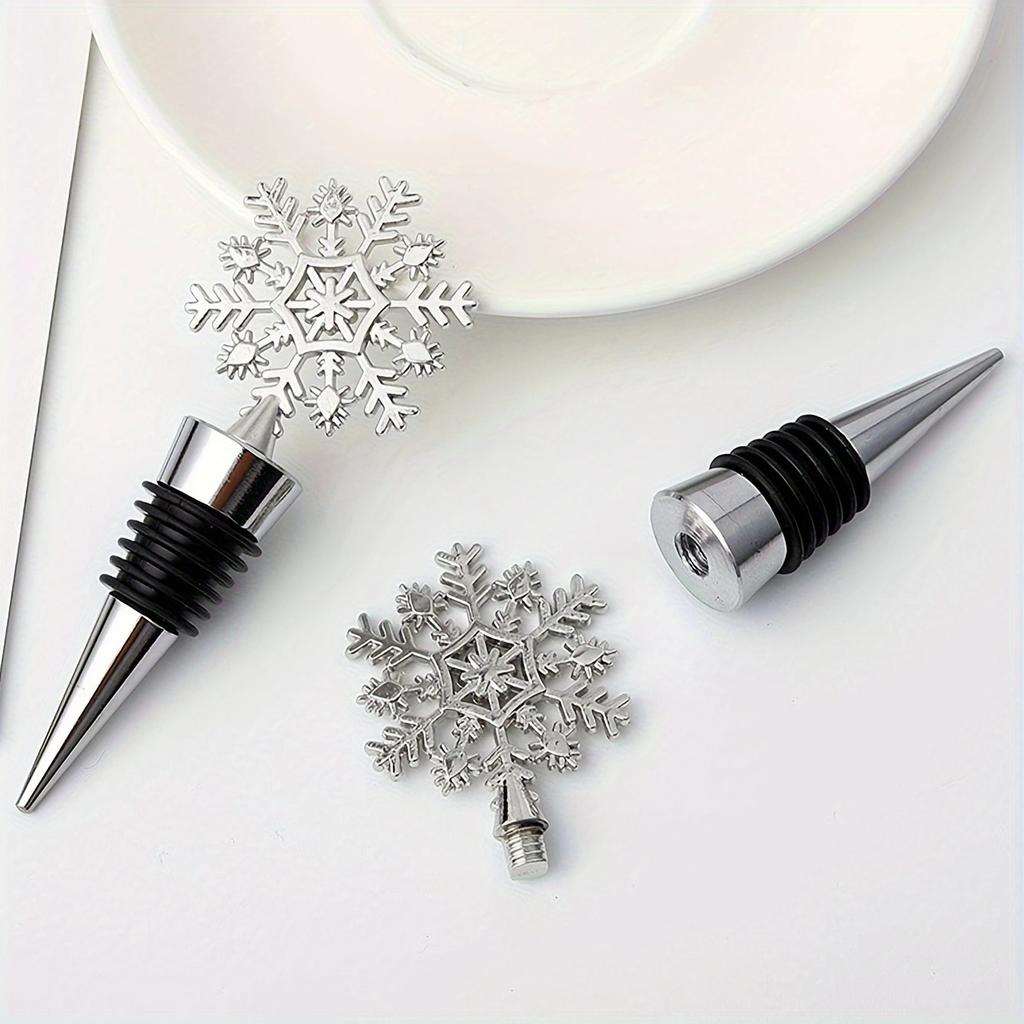 1pc/2pcs/3pcsExquisite Snowflake Wine Stopper - Preserves Wine Freshness,Creative Christmas Gift,Party Decoration, Durable