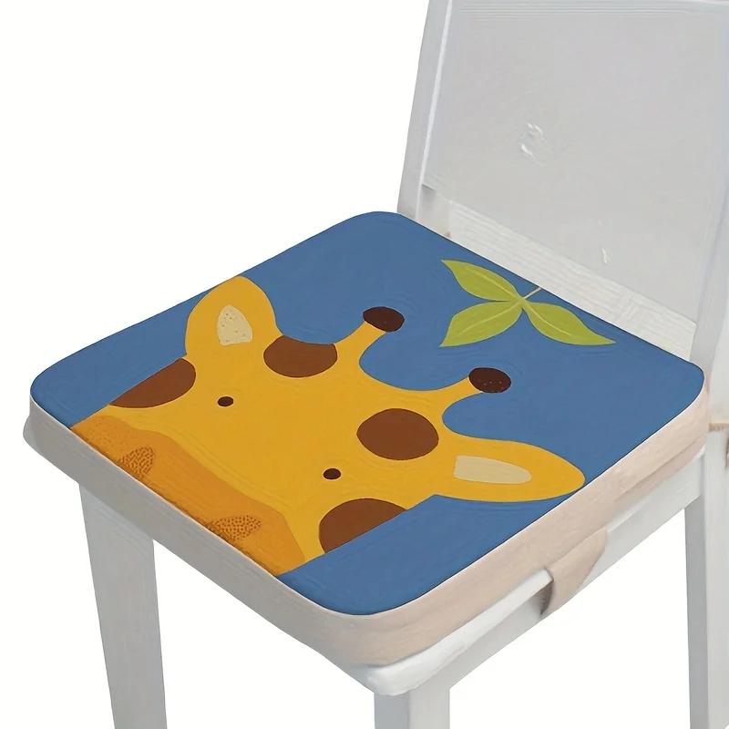 

Teenage Giraffe Cartoon Cushion Cover - Washable, All-Season, Zippered Seat Pad for Stools & Chairs Vibrant Blue & Yellow Design