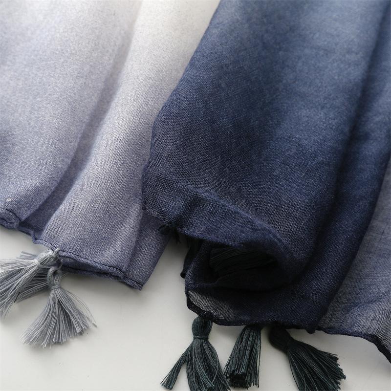 Spain Fashion Ombre Bandhnu Tassel Viscose Shawl Scarf Lady High Quality Wrap Pashmina Stole Bufandas Muslim Hijab 180*90Cm