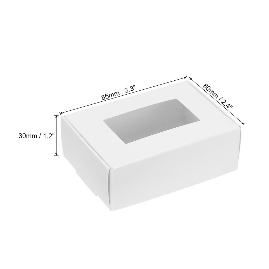 20 Pack Rectangle Paper Soap Box with Window Soap Boxes 3.3"x2.4"x1.2"/ 3.9"x2.4"x2"