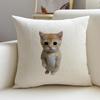P-Funny Cat Meme Cushion Cover Natural Linen Pillowcase Set, All-In-One Decor For Sofa, Bedroom & Chair