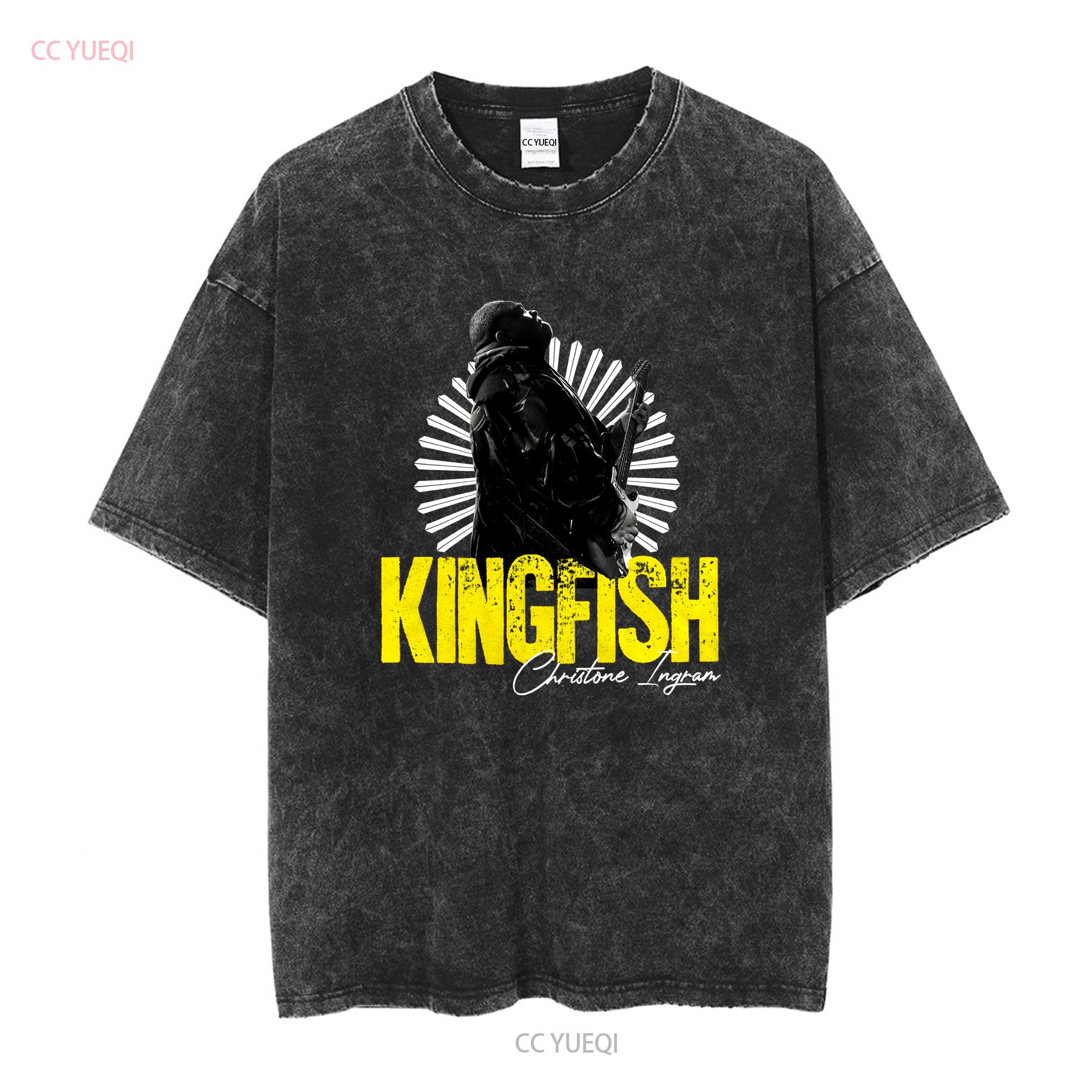 XIXI Fashion Kingfish Christone Ingram T-shirt Heren S Ronde Hals Zwart Lange mouwen vintage Gewassen Stijlvol Zacht Veelzijdig S