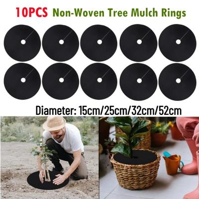 10 SZTUK 15-52cm Pierścień Mulczujący do Drzew z Włókniny Biodegradowalna Mata Ochronna na Drzewa Wielokrotnego Użycia Bariera Przeciw Chwastom dla Kontroli Chwastów Ochrona Korzeni