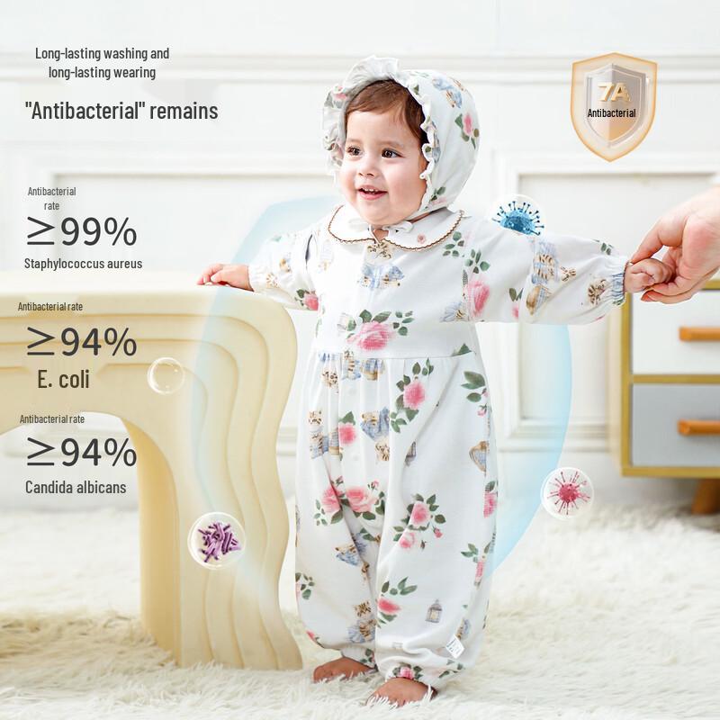 Baby Girl's Floral Print Cotton Romper