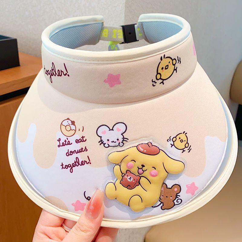 My Melody Sun Visor UV Protection Cute Cartoon Character Hollow Out Breathable Hat for Boys Girls Beach Summer Sanrio Gift